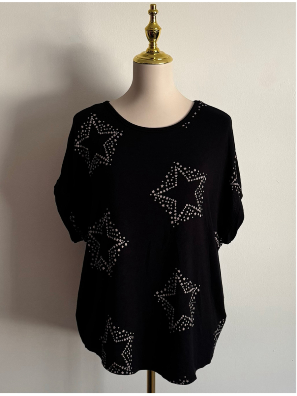 Women's Buffalo David Bitton Star Print Short Sleeve Tee Black Gray Size M
